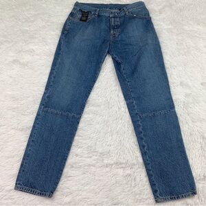 Unravel Project mid rise‎ straight leg jeans hidden button fly in blue